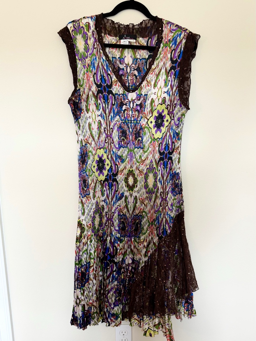 Vintage Alberto Makali Dress With Lace And Sequin Beaded Details